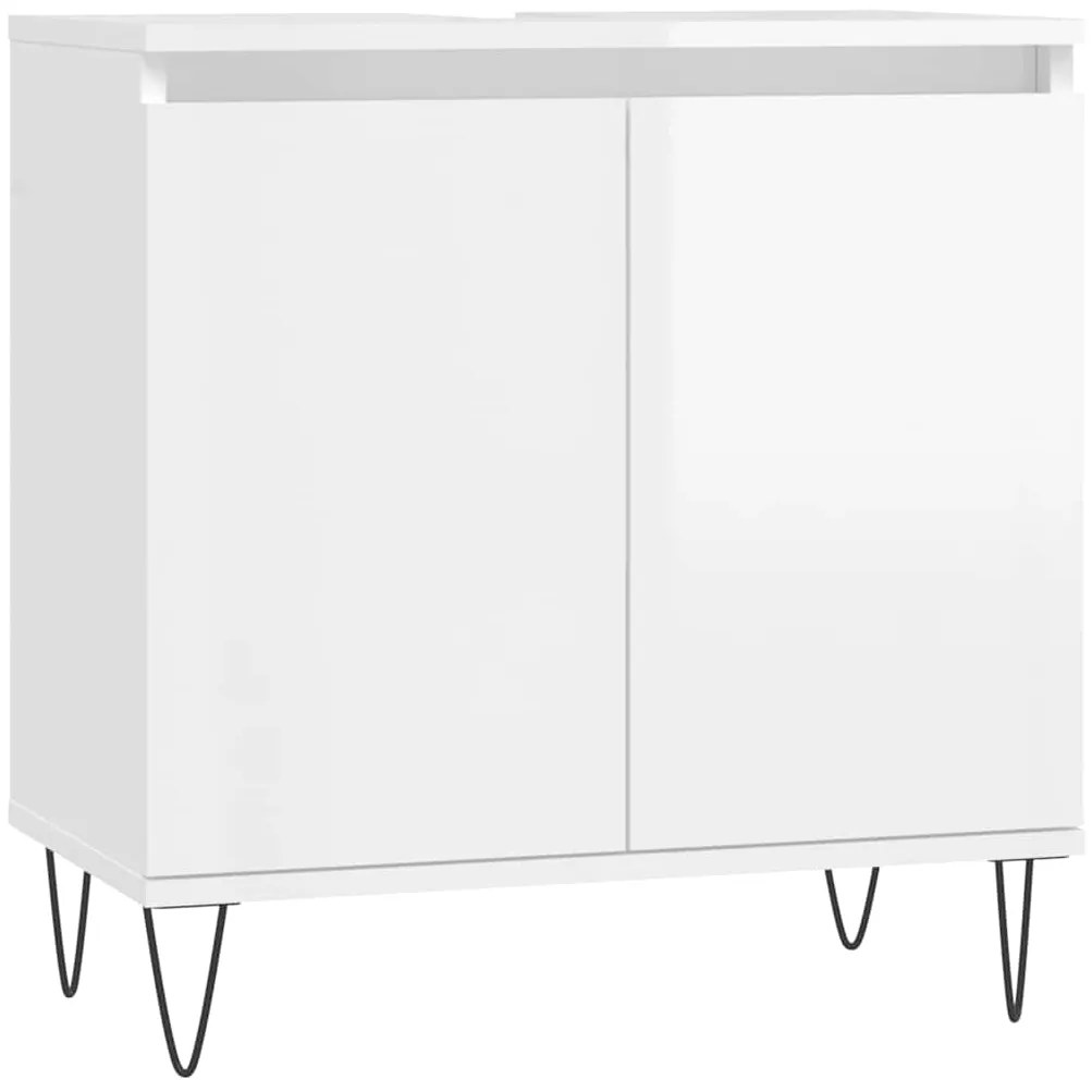 831582 vidaXL Шкаф за баня, бял гланц, 58x33x60 см, инженерно дърво