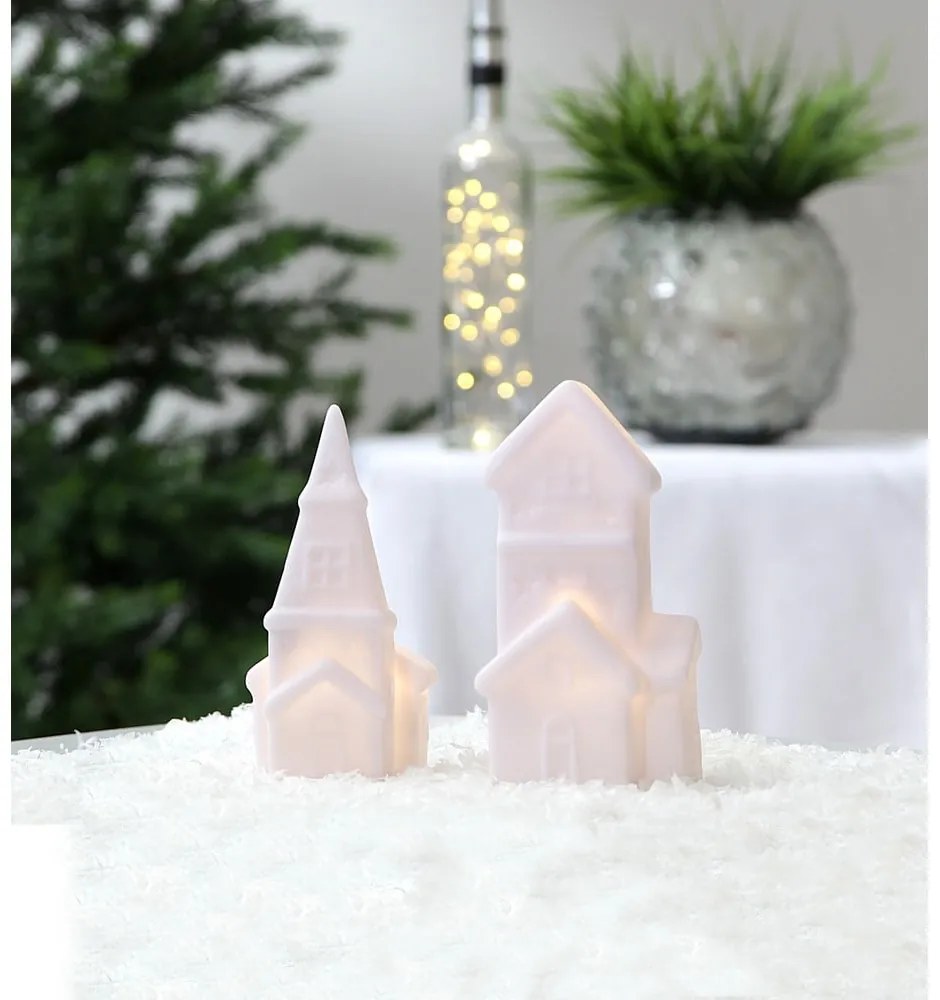 Комплект от 2 бели LED коледни светлинни декорации, височина 16 см Polly - Star Trading