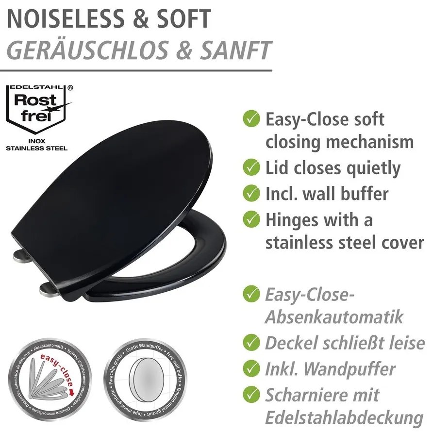 Тоалетна седалка с автоматично затваряне 37,5 x 46 cm Vorno - Wenko