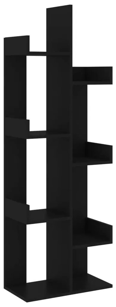 808910 vidaXL Библиотека, черна, 48x25,5x140 см, инженерно дърво