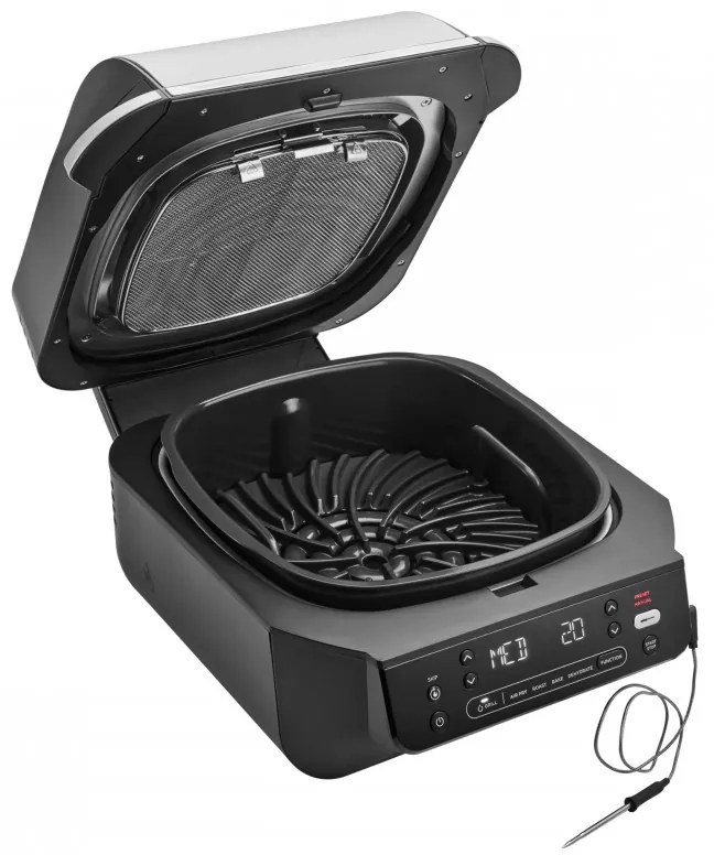 Фритюрник с горещ въздух и грил 5в1 Ninja Foodi Smart EG351EU, 1760W, 5.7 л, До 4 порции, 5 режима, Cyclonic Air, Smart Cook, Керамично покритие, Черен/инокс