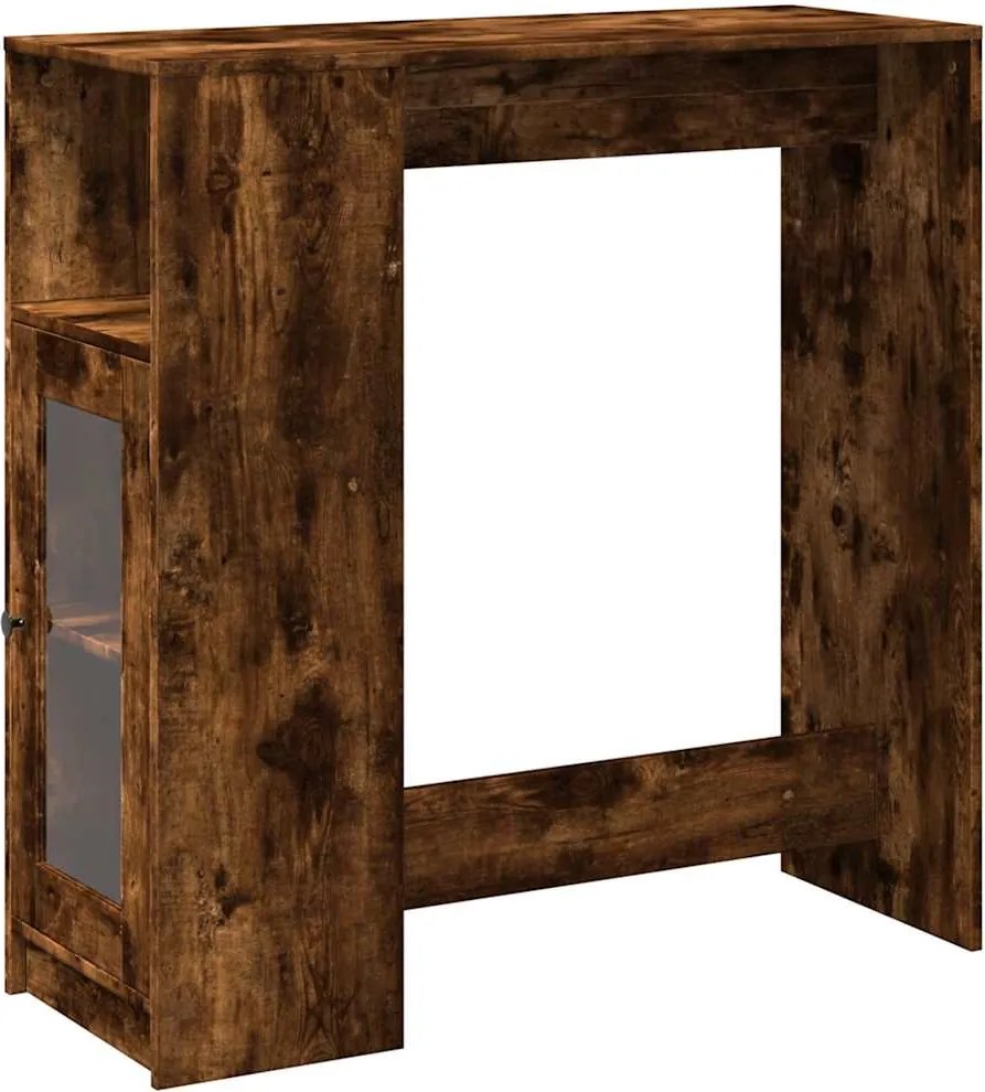 854368 vidaXL Бар маса с рафтове, опушен дъб, 101x40x103,5см, инженерно дърво