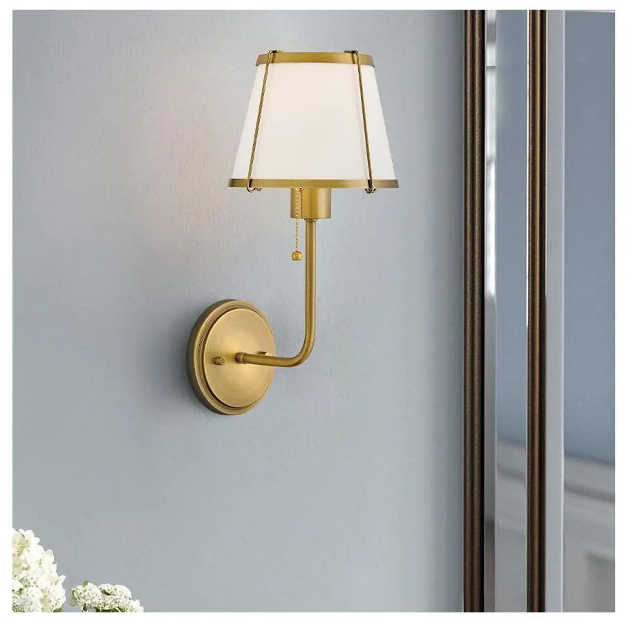 Hinkley HK-CLARKE1-DBR-OW - Аплик CLARKE 1xE27/40W/230V месинг/бял