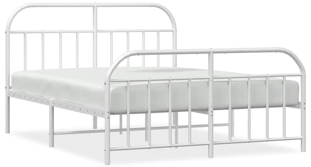 353703 vidaXL Метална рамка за легло с горна и долна табла, бяла, 140x200 см