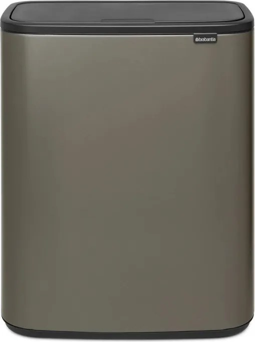 Кош за боклук Brabantia Bo Touch 1001271, 2x30 л, Плавно и безшумно отваряне, Голям отвор, Тъмносив
