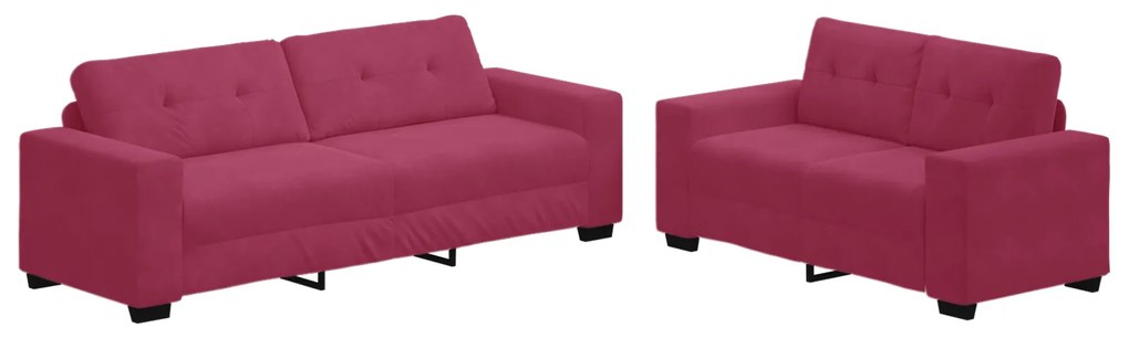 3324725 vidaXL Комплект от 2 дивана с възглавници в Wine Red Velvet