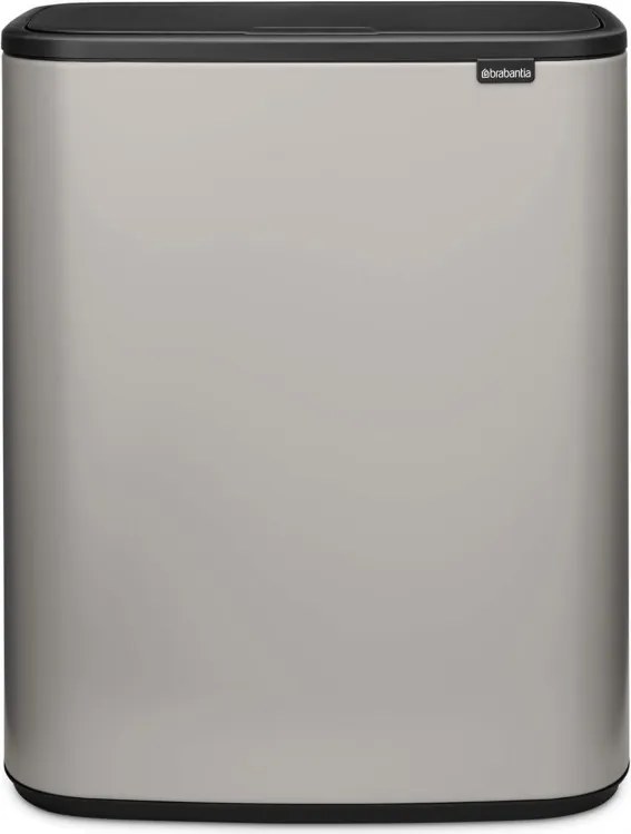 Кош за боклук Brabantia Bo Touch 1010455, 60 л, Плавно и безшумно отваряне, Голям отвор, Светлосив