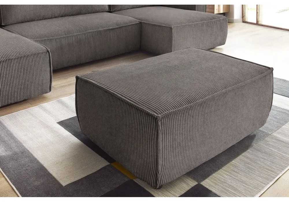 Кафяво-сива табуретка от рипсено кадифе Nihad – Bobochic Paris