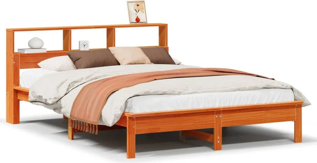 3309736 vidaXL Рамка за легло без матрак, восъчнокафяв, 150x200 см, бор масив