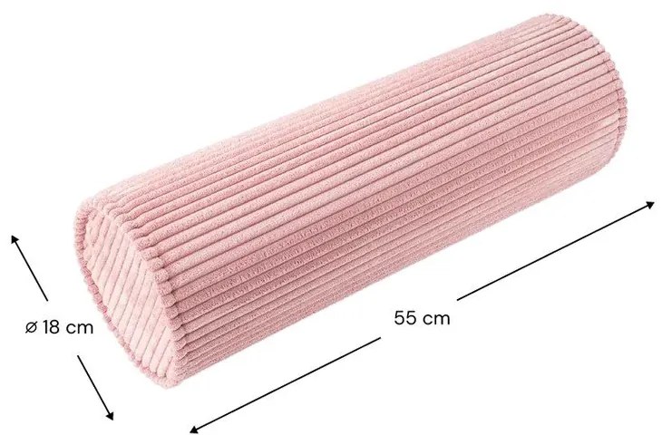 Розова детска възглавница за диван от рипсено кадифе Roll – Wigiwama