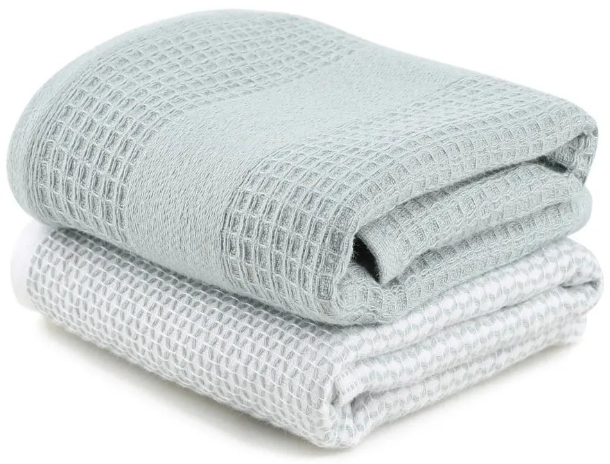 Вафлени кърпи в комплект от 2 бр. в цвят мента-сиви 40x60 cm Betty – Foutastic