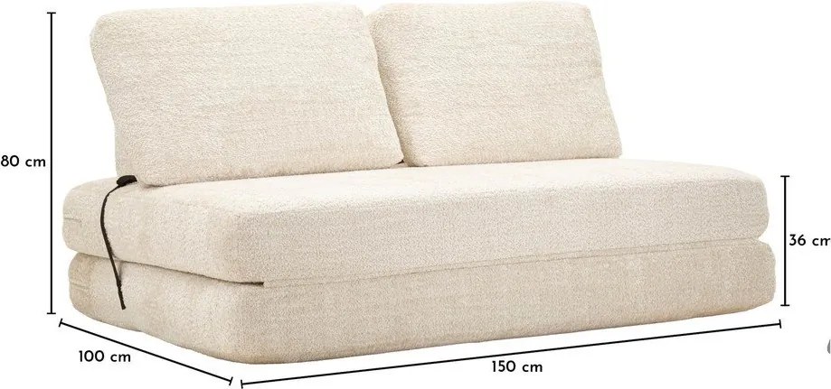 Бял сгъваем диван от букле 150 cm Faster – Mauro Ferretti