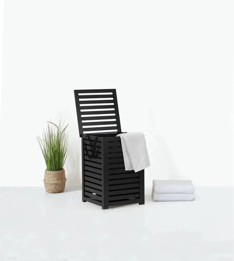 Кош за пране 5five Sicela, Бамбук, 65 L - Черен