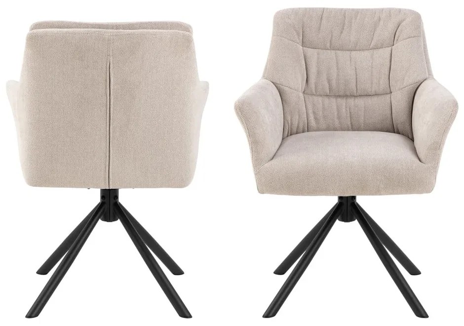 Бежов тапициран трапезен стол с подлакътници Alonso – Actona