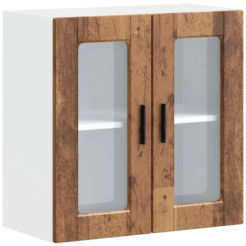 854155 vidaXL Кухненски стенен шкаф със стъклена врата Porto старо дърво