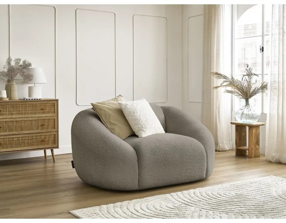 Сиво-кафяво кресло от букле Tina – Bobochic Paris