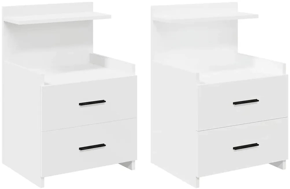 858633 vidaXL Нощни шкафчета, 2 бр. с 2 чекмеджета, бели, 40x36,5x62 см