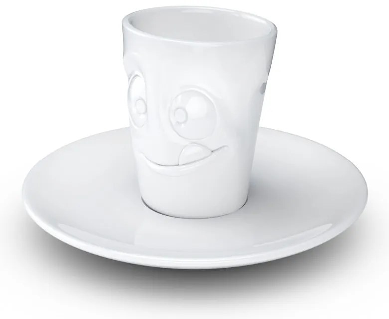 Бяла порцеланова чаша за еспресо с чинийка, обем 80 ml - 58products