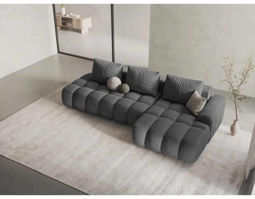Сив сгъваем/с място за съхранение ъглов диван (десен ъгъл) Linz – Cosmopolitan Design