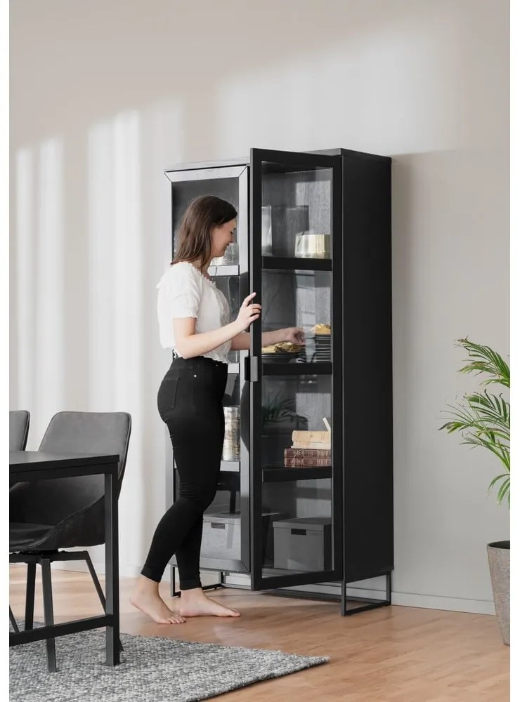 Витрина от черен дъб 95x195 cm Everett - Rowico