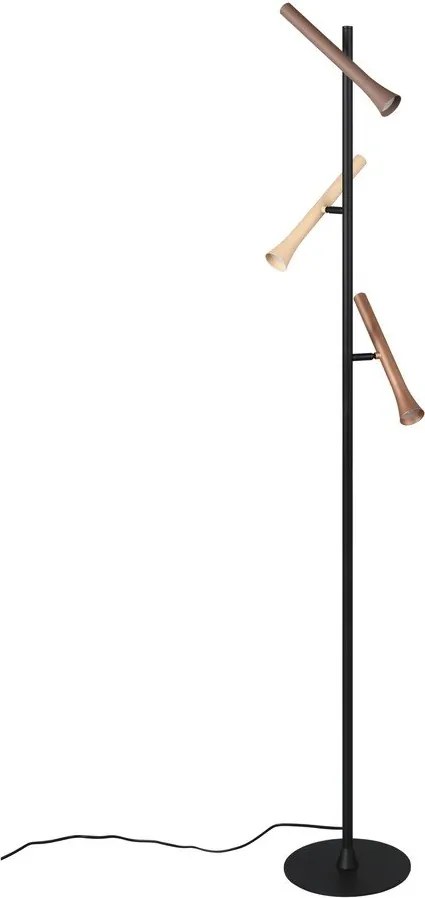 Черна LED подова лампа с метален абажур (височина 150 cm) Fiato – Trio