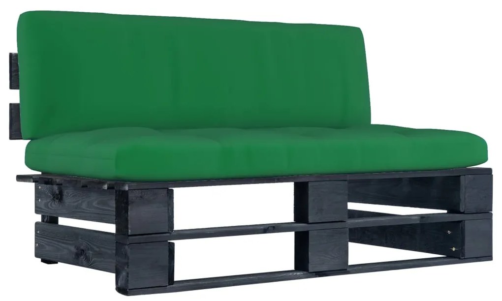 3066510 vidaXL Градинска палетен среден диван черно импрегнирано борово дърво