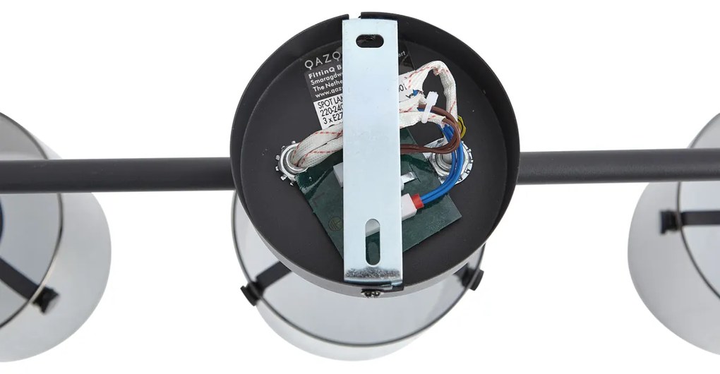 Дизайнерски плафон черен с димно стъкло 3 светлини - Domo