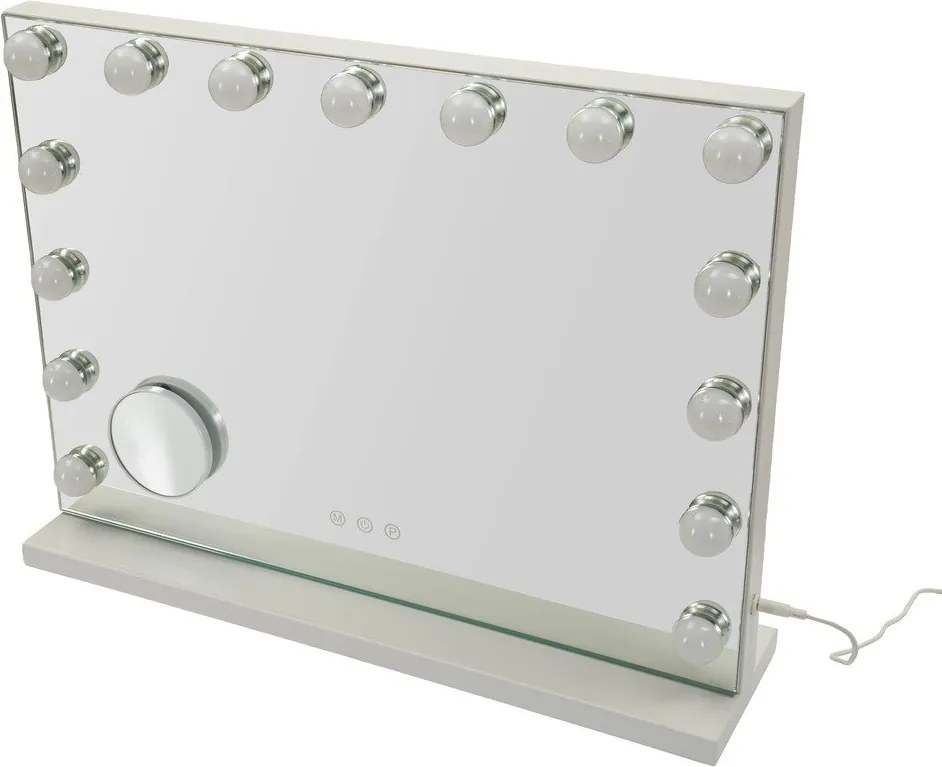 Стенно огледало със светлина и рафт 55x43 cm Hollywood – Mauro Ferretti