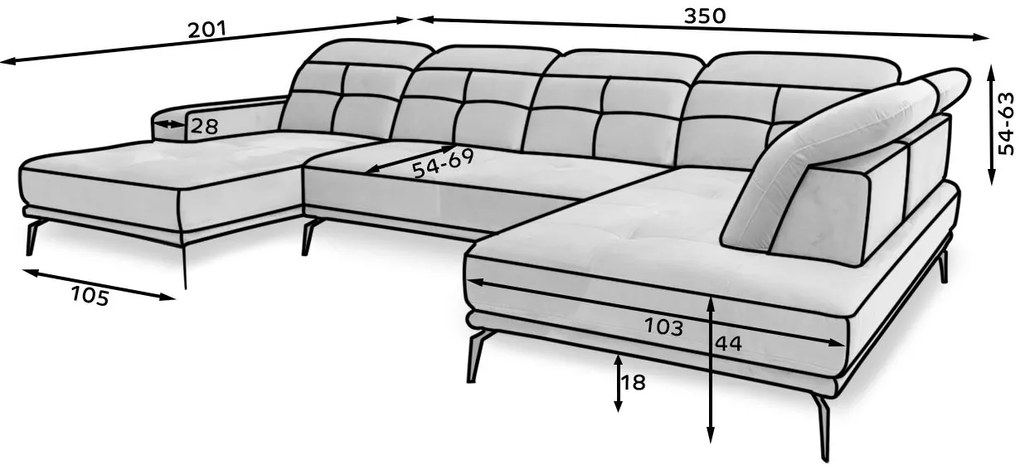 Ъглов диван Lamotta II-Right-Gkri Anoixto