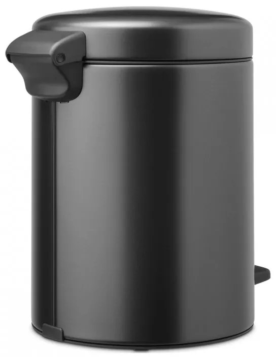 Кош за боклук с педал Brabantia NewIcon 1008838, 5 л, Плавно затваряне, Противоплъзгаща основа, Тъмносив