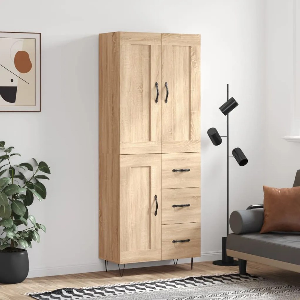 3200036 vidaXL Висок шкаф, дъб сонома, 69,5x34x180 см, инженерно дърво