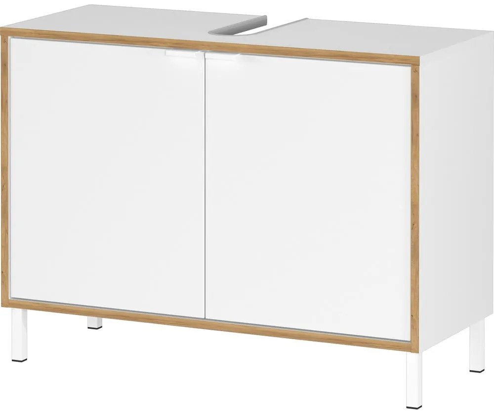 Бял висок шкаф за мивка 80x60 cm Topeka – Germania