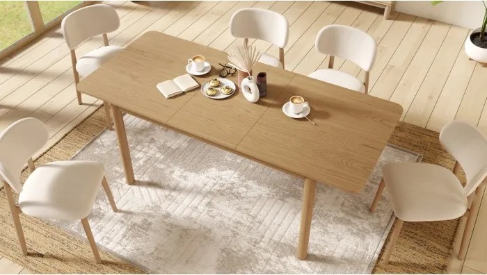 АЛMО Бежово (тъкан Апия 453)/рамка лакиран дъб - ДЪРВЕН СТОЛ ЗА ДНЕВНА, ТРАПЕЗАРИЯ, КУХНЯ РЕТРО