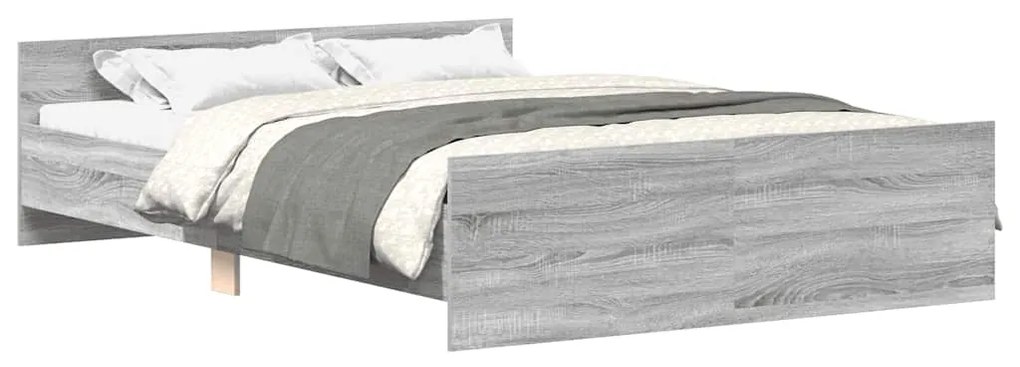 3203787 vidaXL Рамка за легло с горна и долна табла, сив сонома, 140x190 см