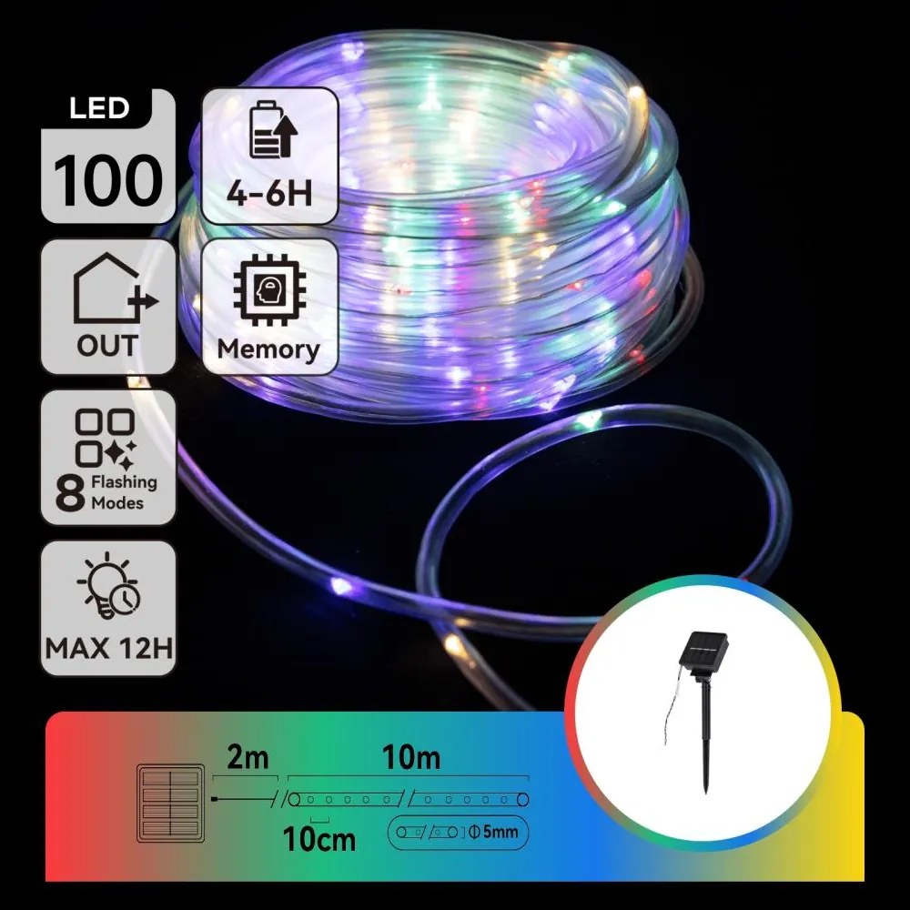 Aigostar - Соларна LED гирлянда 100 LED / 8 режима, 12 m, IP65, многоцветна