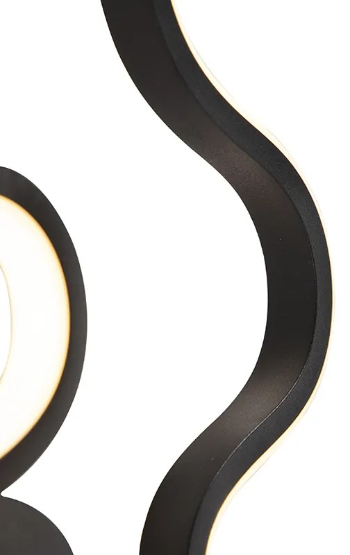 Модерен стенен аплик черен с LED - Plomp