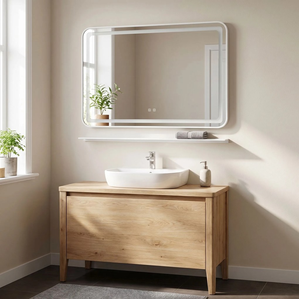 LED стенен огледало с рафт 80x60 см L-8060