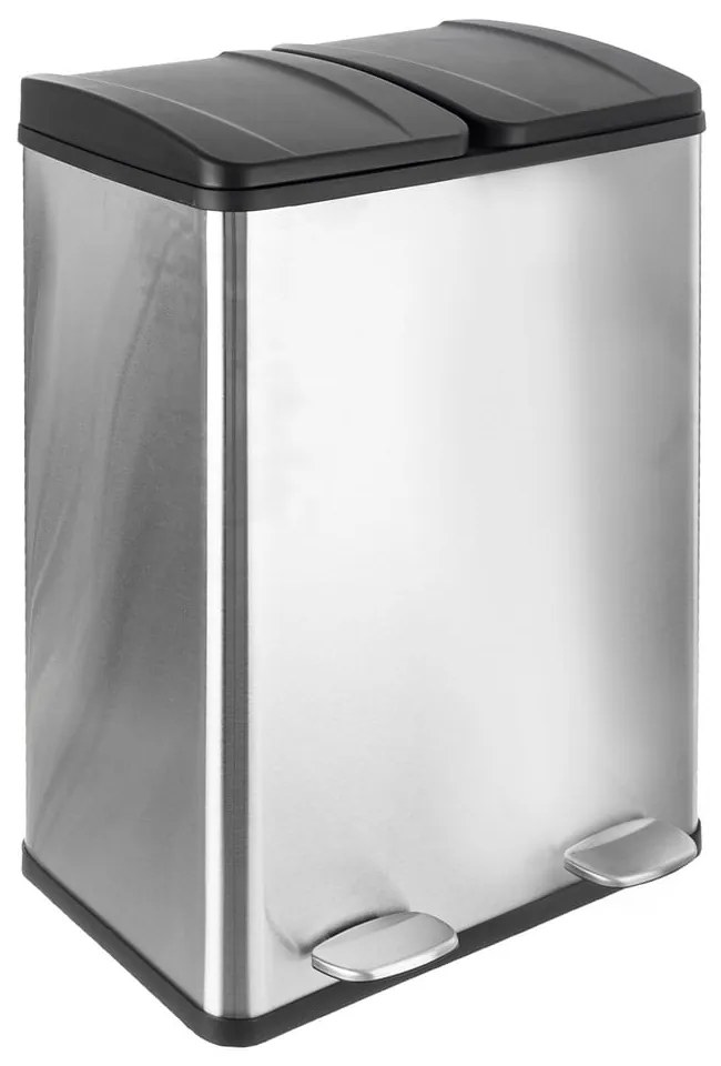 Кошче за боклук за рециклиране с педал от неръждаема стомана в лъскаво сребриато 2x30 l Duo – Orion