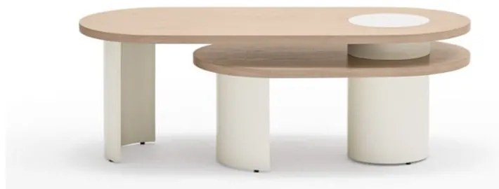 Кремава/в естествен цвят масичка за кафе от декор от ясен 50x120 cm Nori – Teulat