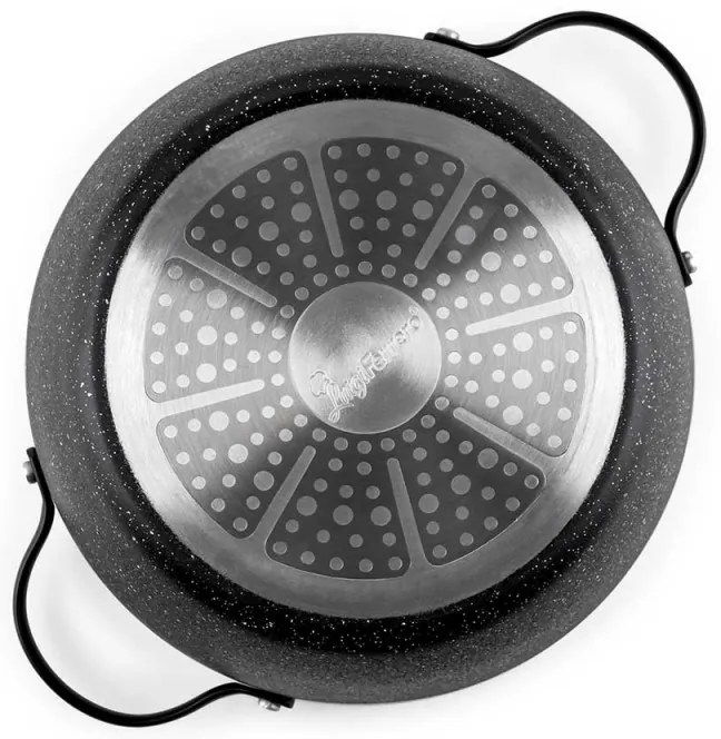 Тенджера Luigi Ferrero Symphony FR-2410, 24x11.5 см, 4.3 л, Незалепващо покритие, Стъклен капак с отвор за пара, Стоманени дръжки с PVD, Индукция, Черен мрамор