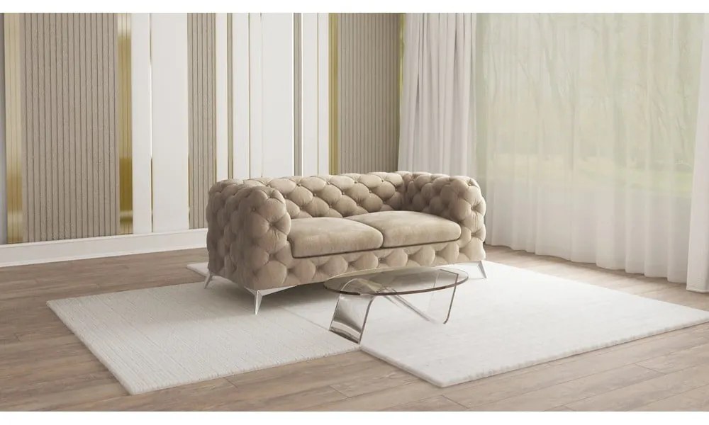 Сиво-бежов кадифен диван 185 cm Chelsea – Ropez