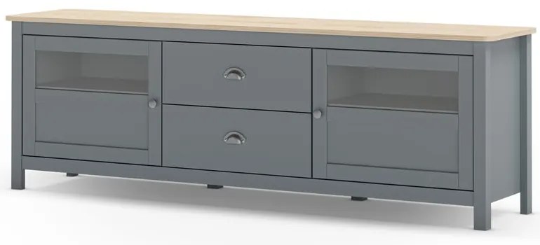 Маса за телевизор сиво-зелена от масивен бор 180x59x40 cm Misti – Marckeric