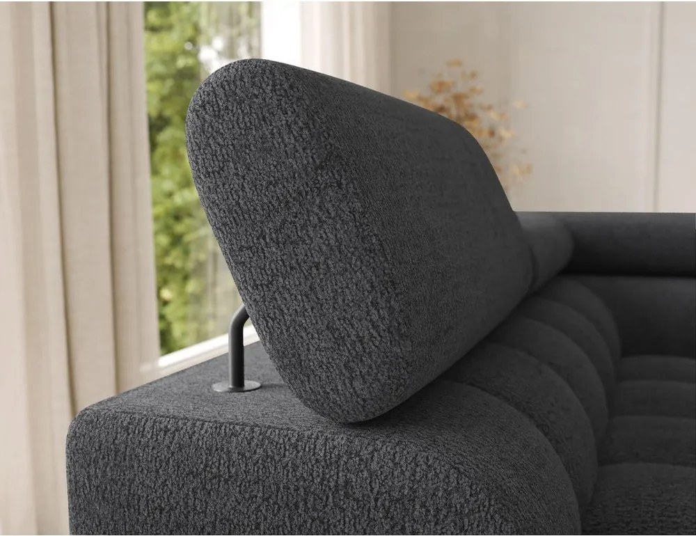 Тъмносив разтегателен ъглов диван от букле (ляв ъгъл U форма) Feraria – ELTAP