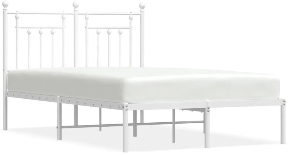 353584 vidaXL Метална рамка за легло с горна табла, бяла, 120x200 см