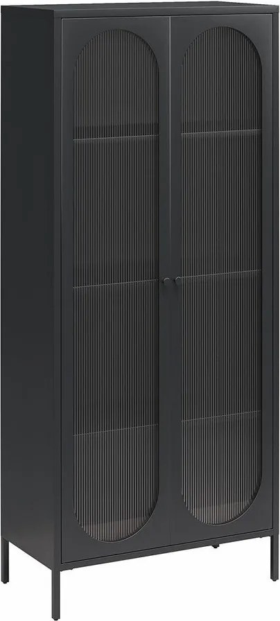 Черна метална витрина 80x186x40 cm Luna – Støraa