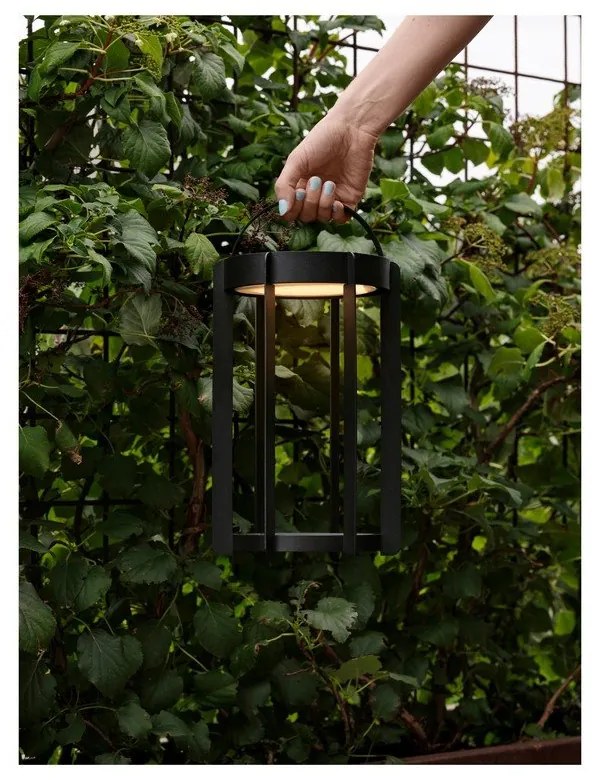 Черен екстериорен LED фенер с USB (височина 30 cm) Firefly – Zone