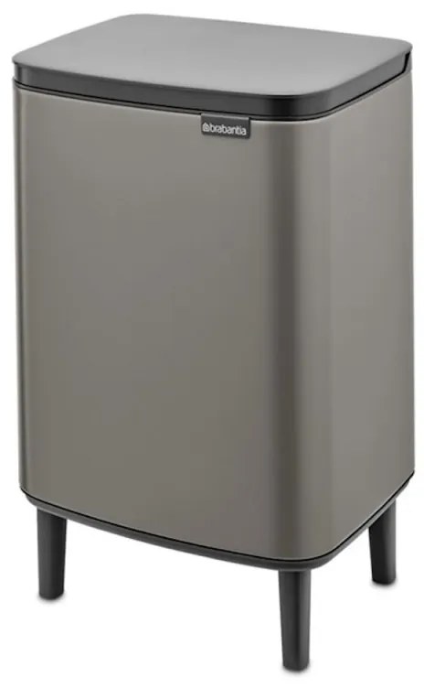 Кош за боклук Brabantia Bo Small Hi 1006648, 12 л, Плавно и безшумно отваряне, Противоплъзгаща основа, Сив