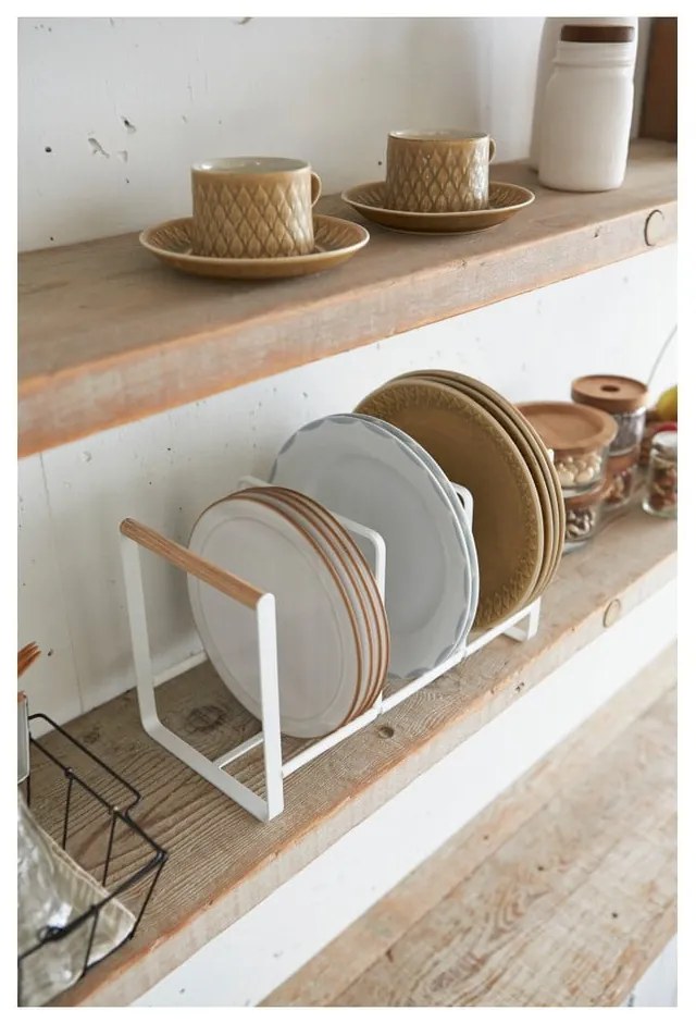 Бяла поставка за чинии с детайли от букова дървесина Tosca - YAMAZAKI