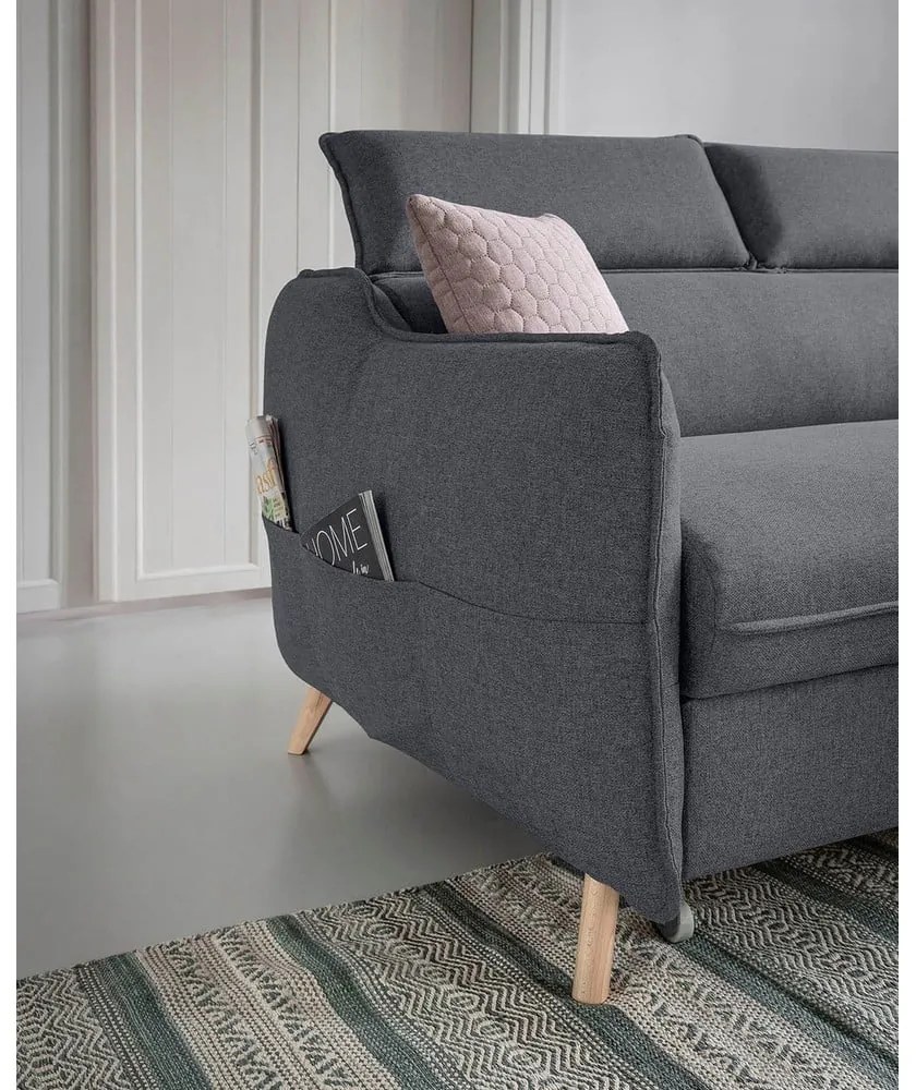 Тъмно сив ъглов разтегателен диван, десен ъгъл Sweet Harmony - Miuform