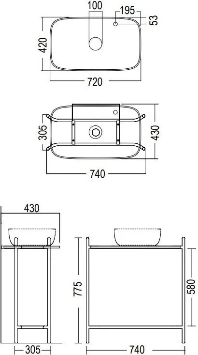 Комплект за баня Laila 2703-NROP с рафт 2716 с чекмедже 2712-89 Scarabeo